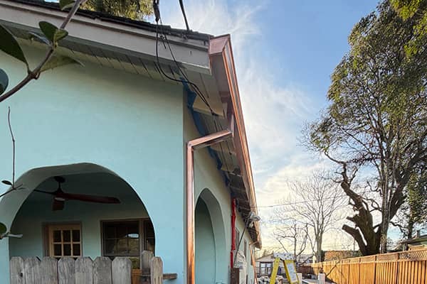 Custom Copper Gutter and Downspout Installation